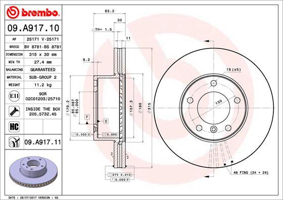 Brembo 09.A917.11 - Brake Disc onlydrive.pro