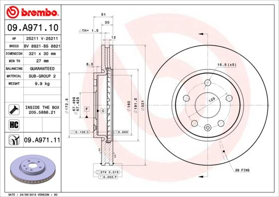 Brembo 09.A971.11 - Brake Disc onlydrive.pro