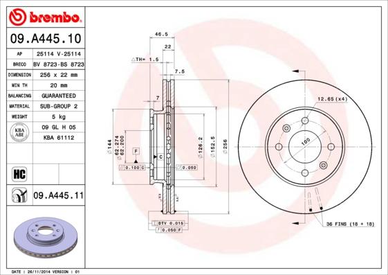 Brembo 09.A445.11 - Brake Disc onlydrive.pro