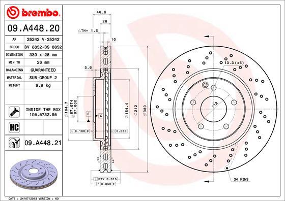 Brembo 09.A448.21 - Jarrulevy onlydrive.pro