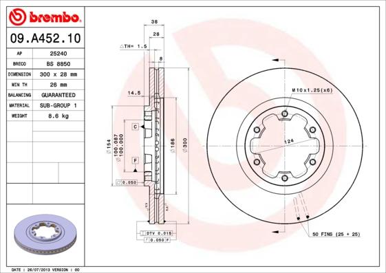 Brembo 09.A452.10 - Brake Disc onlydrive.pro