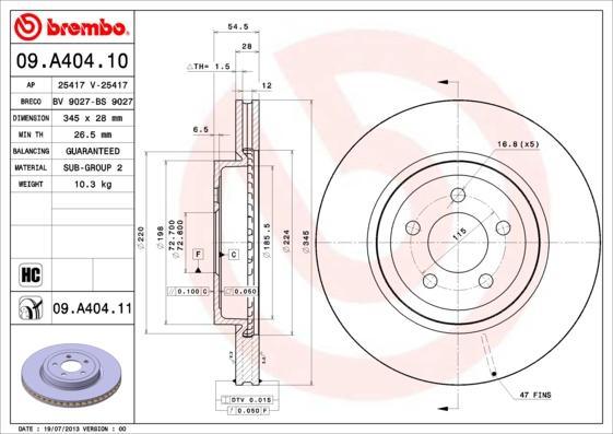 Brembo 09.A404.11 - Brake Disc onlydrive.pro