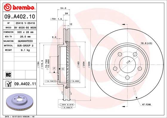 Brembo 09.A402.11 - Jarrulevy onlydrive.pro