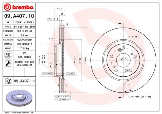 Brembo 09.A407.11 - Brake Disc onlydrive.pro