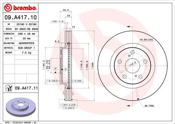 Brembo 09.A417.11 - Brake Disc onlydrive.pro