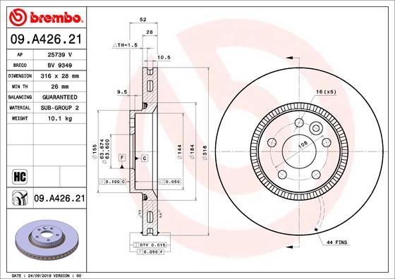 Brembo 09.A426.21 - Jarrulevy onlydrive.pro