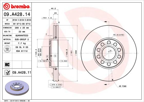 Brembo 09.A428.11 - Brake Disc onlydrive.pro