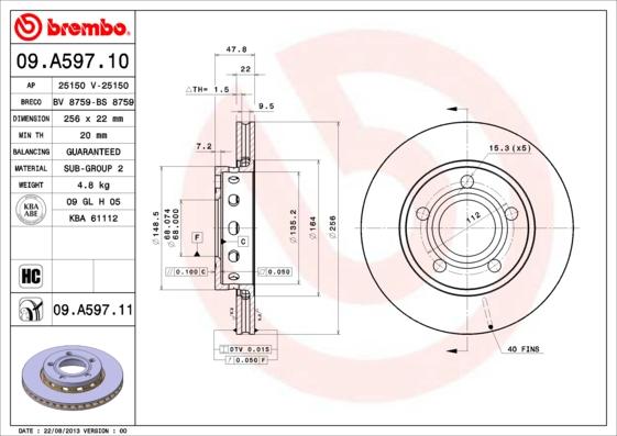 Brembo 09.A597.11 - Brake Disc onlydrive.pro
