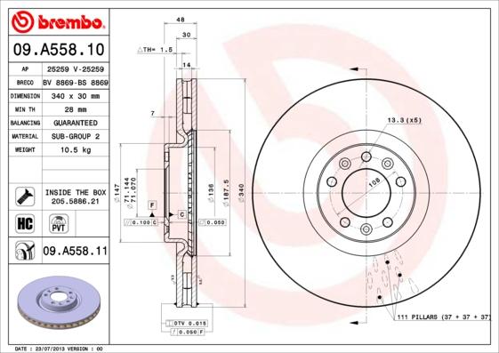 Brembo 09.A558.11 - Brake Disc onlydrive.pro