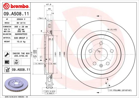 Brembo 09.A508.11 - Brake Disc onlydrive.pro
