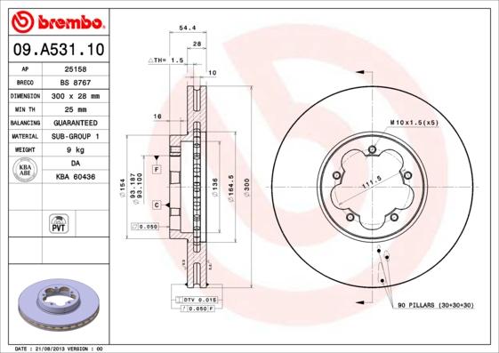 Brembo 09.A531.10 - Brake Disc onlydrive.pro