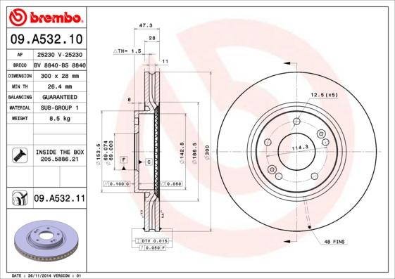 Brembo 09.A532.11 - Brake Disc onlydrive.pro