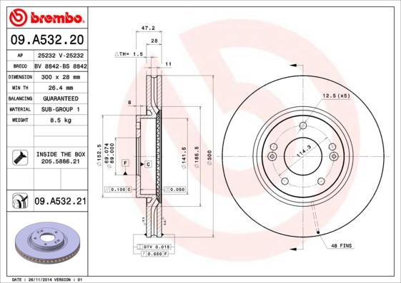 Brembo 09.A532.21 - Jarrulevy onlydrive.pro