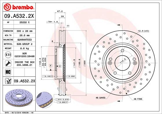 Brembo 09.A532.2X - Brake Disc onlydrive.pro