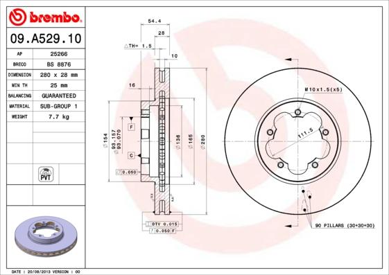 Brembo 09.A529.10 - Brake Disc onlydrive.pro