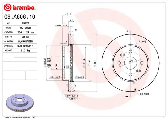 Brembo 09.A606.10 - Brake Disc onlydrive.pro