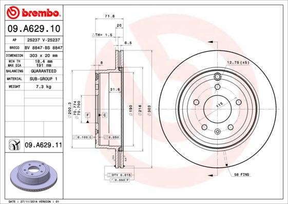 Brembo 09.A629.11 - Brake Disc onlydrive.pro
