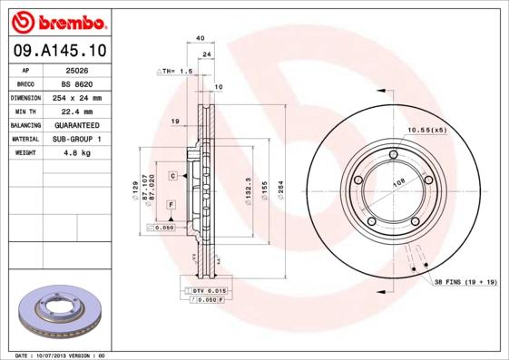 Brembo 09.A145.10 - Brake Disc onlydrive.pro
