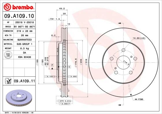 Brembo 09.A109.11 - Brake Disc onlydrive.pro