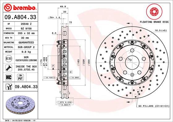 Brembo 09.A804.33 - Brake Disc onlydrive.pro