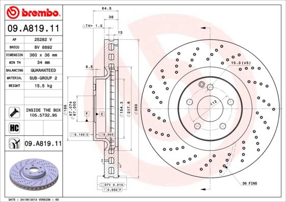 Brembo 09.A819.11 - Brake Disc onlydrive.pro