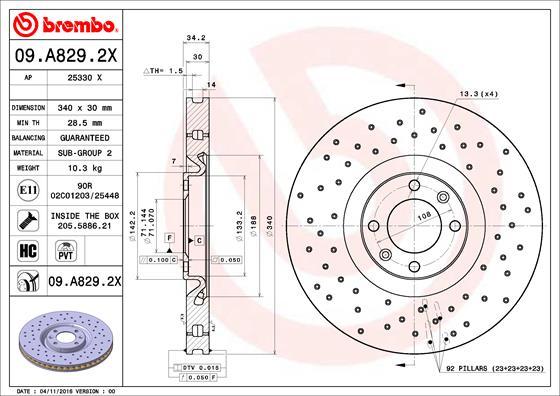 Brembo 09.A829.2X - Jarrulevy onlydrive.pro