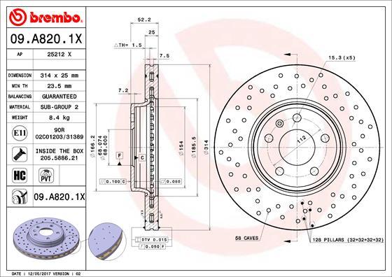 Brembo 09.A820.1X - Jarrulevy onlydrive.pro