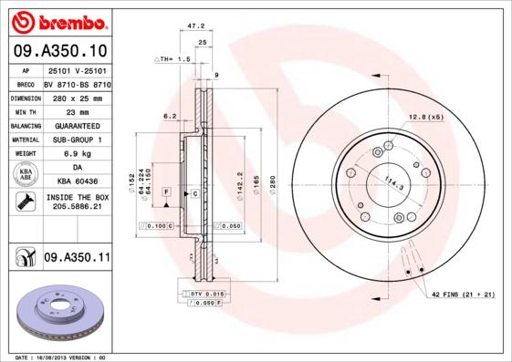 Brembo 09.A350.11 - Brake Disc onlydrive.pro