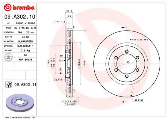Brembo 09.A302.11 - Brake Disc onlydrive.pro