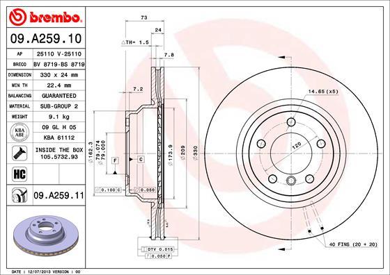 Brembo 09.A259.11 - Brake Disc onlydrive.pro