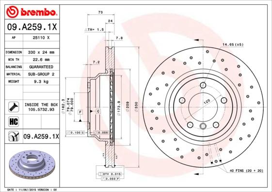 Brembo 09.A259.1X - Brake Disc onlydrive.pro