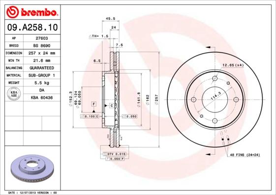 Brembo 09.A258.10 - Brake Disc onlydrive.pro