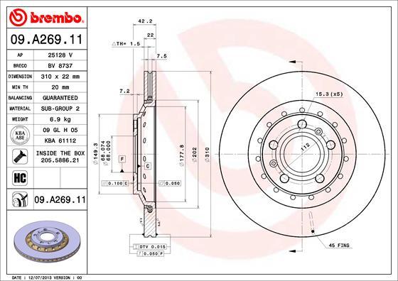 Brembo 09.A269.11 - Brake Disc onlydrive.pro