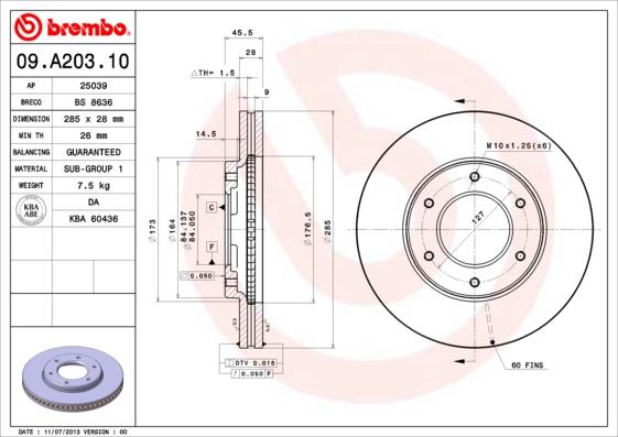 Brembo 09.A203.10 - Brake Disc onlydrive.pro