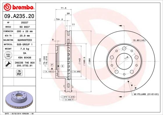 Brembo 09.A235.20 - Brake Disc onlydrive.pro