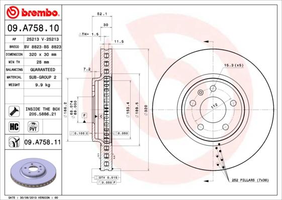 Brembo 09.A758.11 - Piduriketas onlydrive.pro