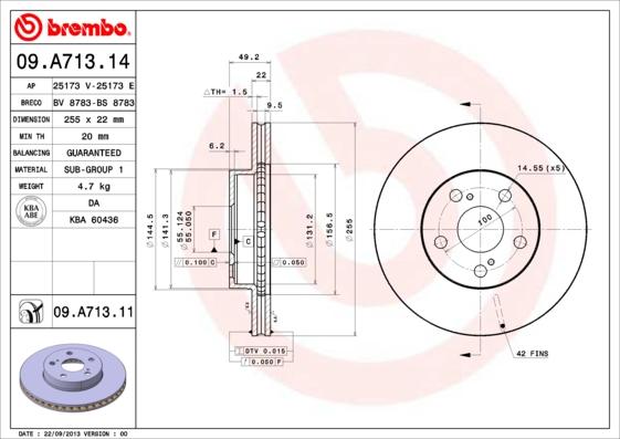 Brembo 09.A713.11 - Brake Disc onlydrive.pro