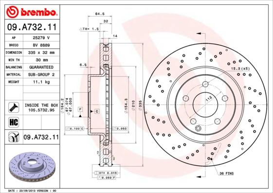 Brembo 09.A732.11 - Jarrulevy onlydrive.pro