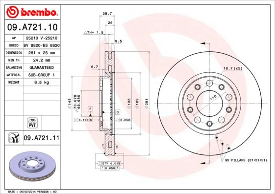 Brembo 09.A721.11 - Brake Disc onlydrive.pro