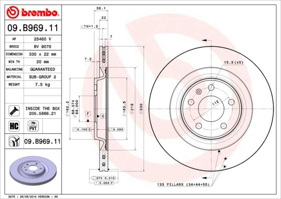 Brembo 09.B969.11 - Тормозной диск onlydrive.pro