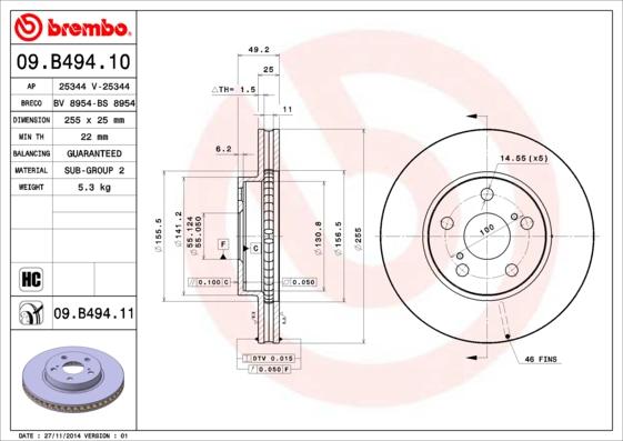 Brembo 09.B494.11 - Brake Disc onlydrive.pro