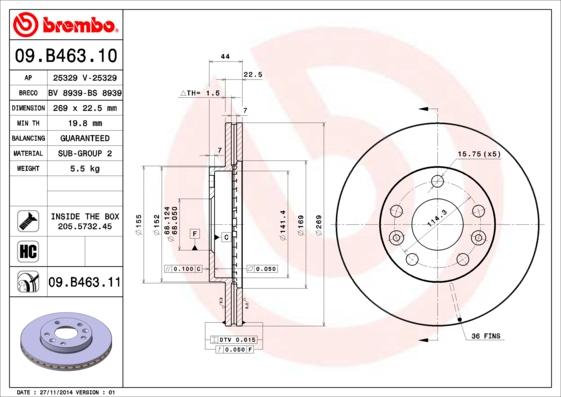 Brembo 09.B463.11 - Brake Disc onlydrive.pro