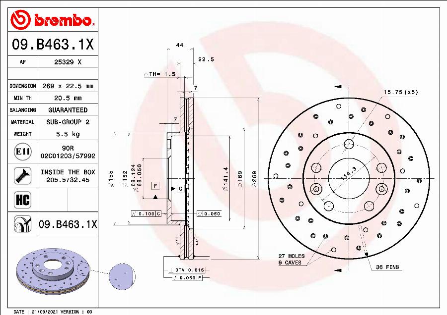 Brembo 09.B463.1X - Brake Disc onlydrive.pro