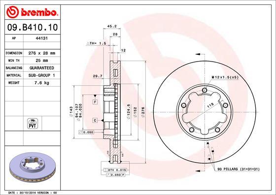 Brembo 09.B410.10 - Stabdžių diskas onlydrive.pro