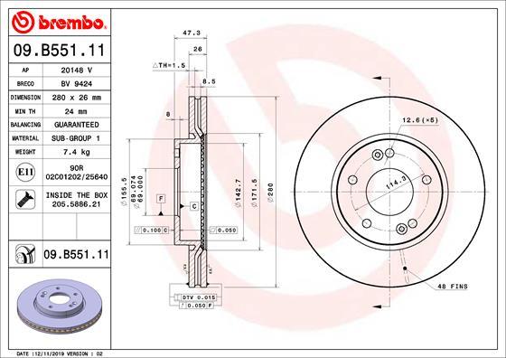 Brembo 09.B551.11 - Brake Disc onlydrive.pro