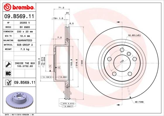 Brembo 09.B569.11 - Piduriketas onlydrive.pro