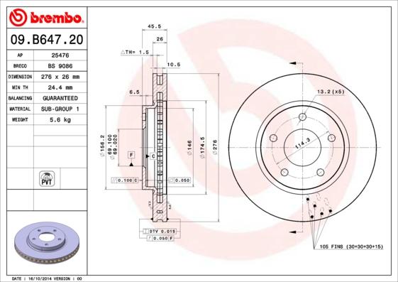 Brembo 09.B647.21 - Piduriketas onlydrive.pro