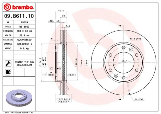 Brembo 09.B611.10 - Brake Disc onlydrive.pro