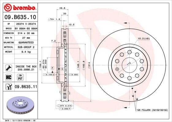 Brembo 09.B635.11 - Тормозной диск onlydrive.pro