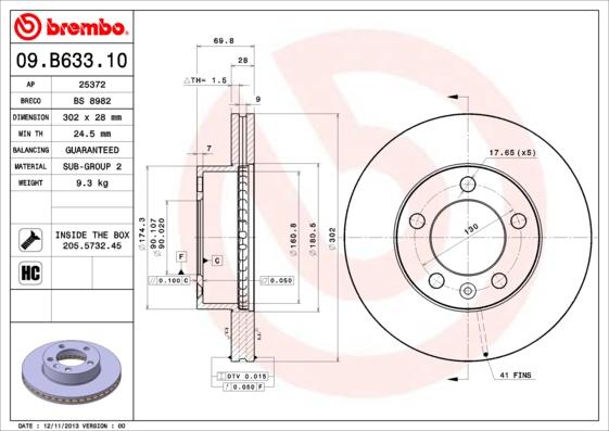 Brembo 09.B633.10 - Jarrulevy onlydrive.pro